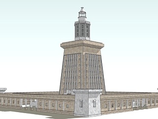 新中式楼塔su模型