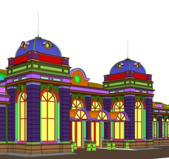 新古典会所外观su模型