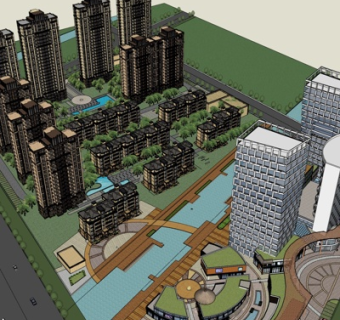 欧式高层住宅规划su模型