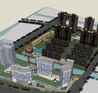 欧式高层住宅规划su模型