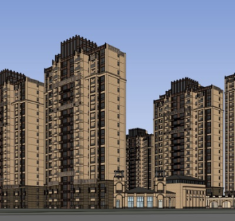 欧式高层住宅su模型