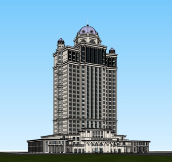 欧式酒店外观su模型