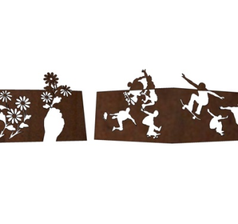 现代金属人物景观墙su模型