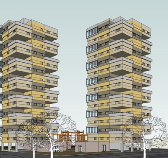 现代高层住宅su模型