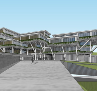 现代办公楼外观su模型