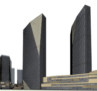 现代办公楼外观su模型