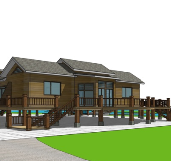 中式古建民房su模型