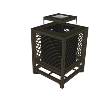 中式垃圾桶su模型