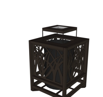 中式垃圾桶su模型