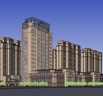 欧式高层住宅su模型