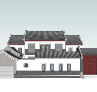 中式古建民房su模型
