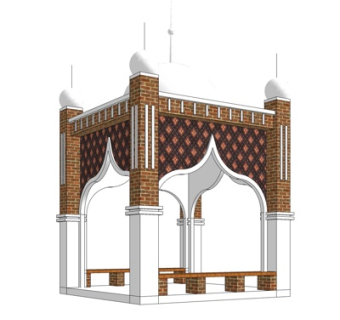 中式廊架凉亭su模型