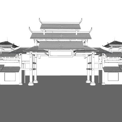 中式牌坊su模型