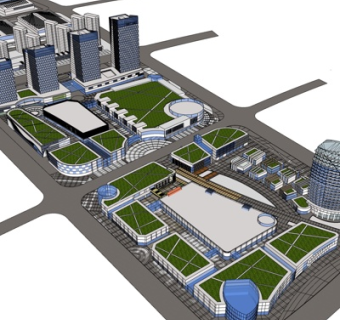 现代高层住宅规划su模型