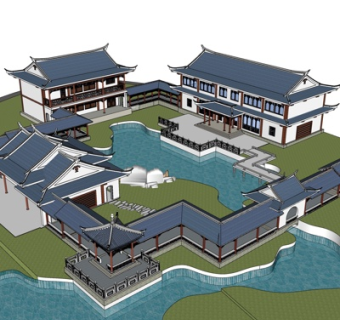 中式古建民房su模型