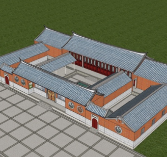 中式古建民房su模型