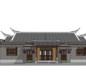 中式古建民房su模型
