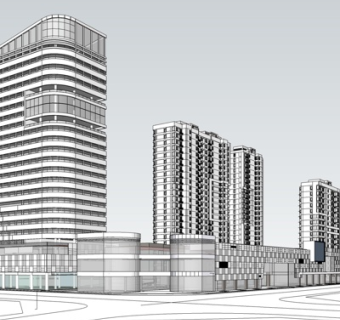 现代高层办公楼su模型