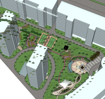 现代高层住宅规划su模型