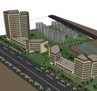 现代高层住宅规划su模型