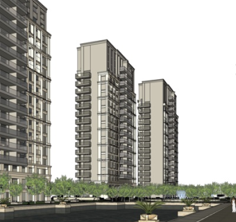 现代高层住宅su模型