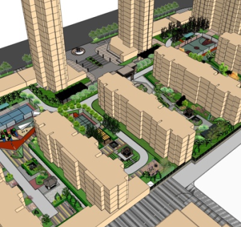 现代高层住宅规划su模型