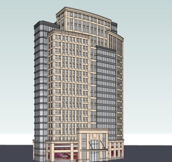 现代酒店外观su模型