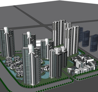 欧式高层住宅规划su模型