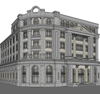 新古典会所外观su模型