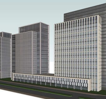 现代高层写字楼su模型