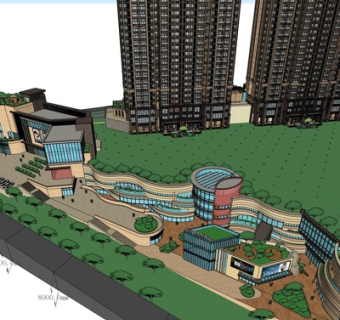 欧式高层住宅规划su模型