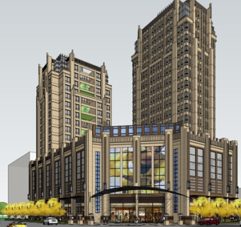 欧式商业广场su模型