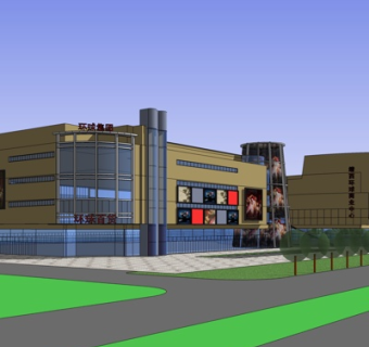 现代商业广场su模型