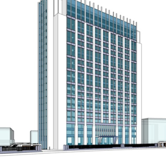 现代酒店外观su模型