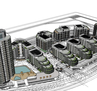 欧式高层住宅规划su模型