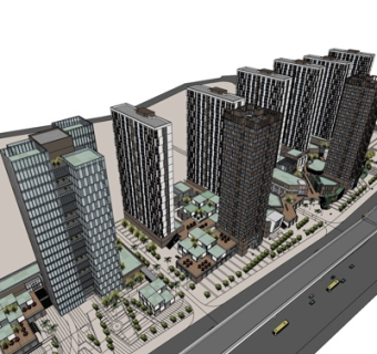 欧式高层住宅规划su模型