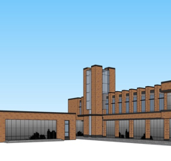 现代办公楼外观su模型