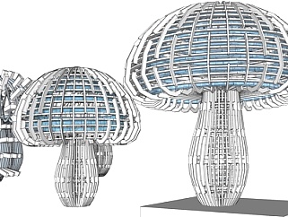 现代蘑菇雕塑景观小品su模型