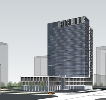 现代办公楼外观su模型