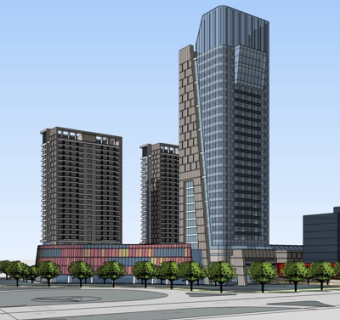 现代高层办公楼su模型