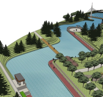 现代公园景观规划su模型