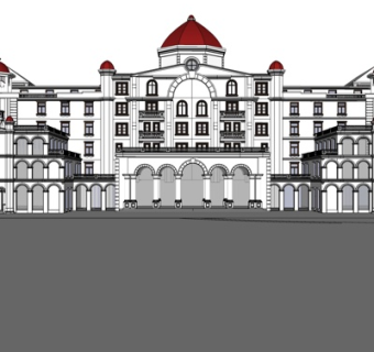 欧式会所外观su模型