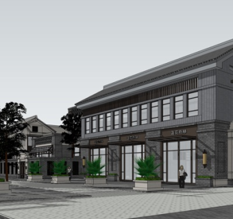 中式沿街商业建筑su模型