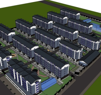 欧式高层住宅规划su模型