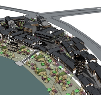 中式民房规划su模型