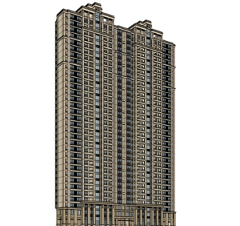 欧式高层公寓su模型