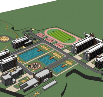 现代高层住宅规划su模型