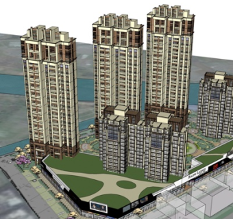 欧式高层住宅规划su模型