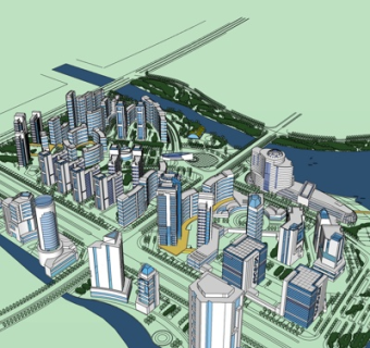 现代高层住宅规划su模型