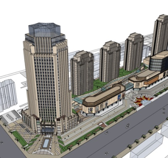 欧式高层住宅规划su模型